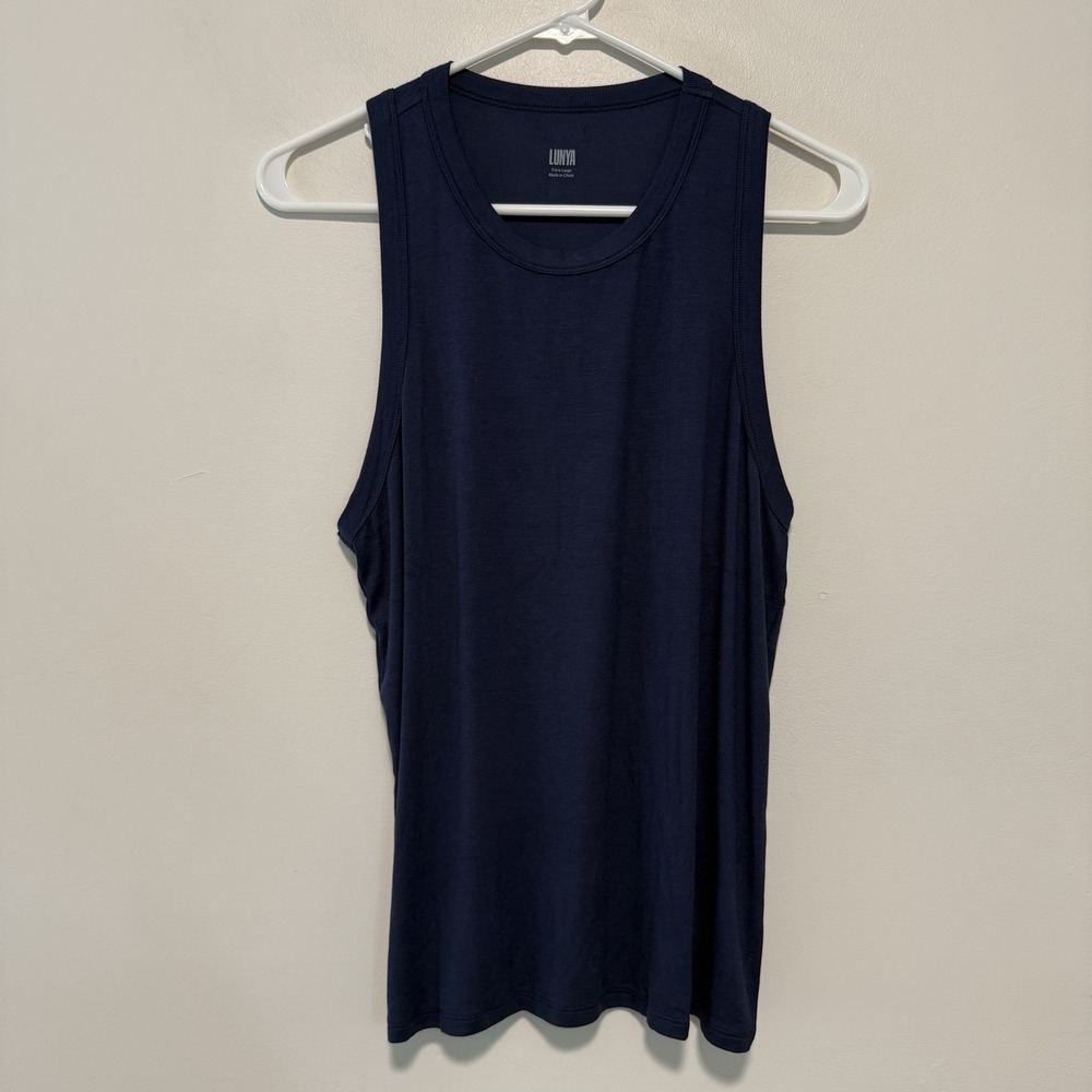 Lunya Navy Blue Soft Modal Rib Racerback Tank Size XL